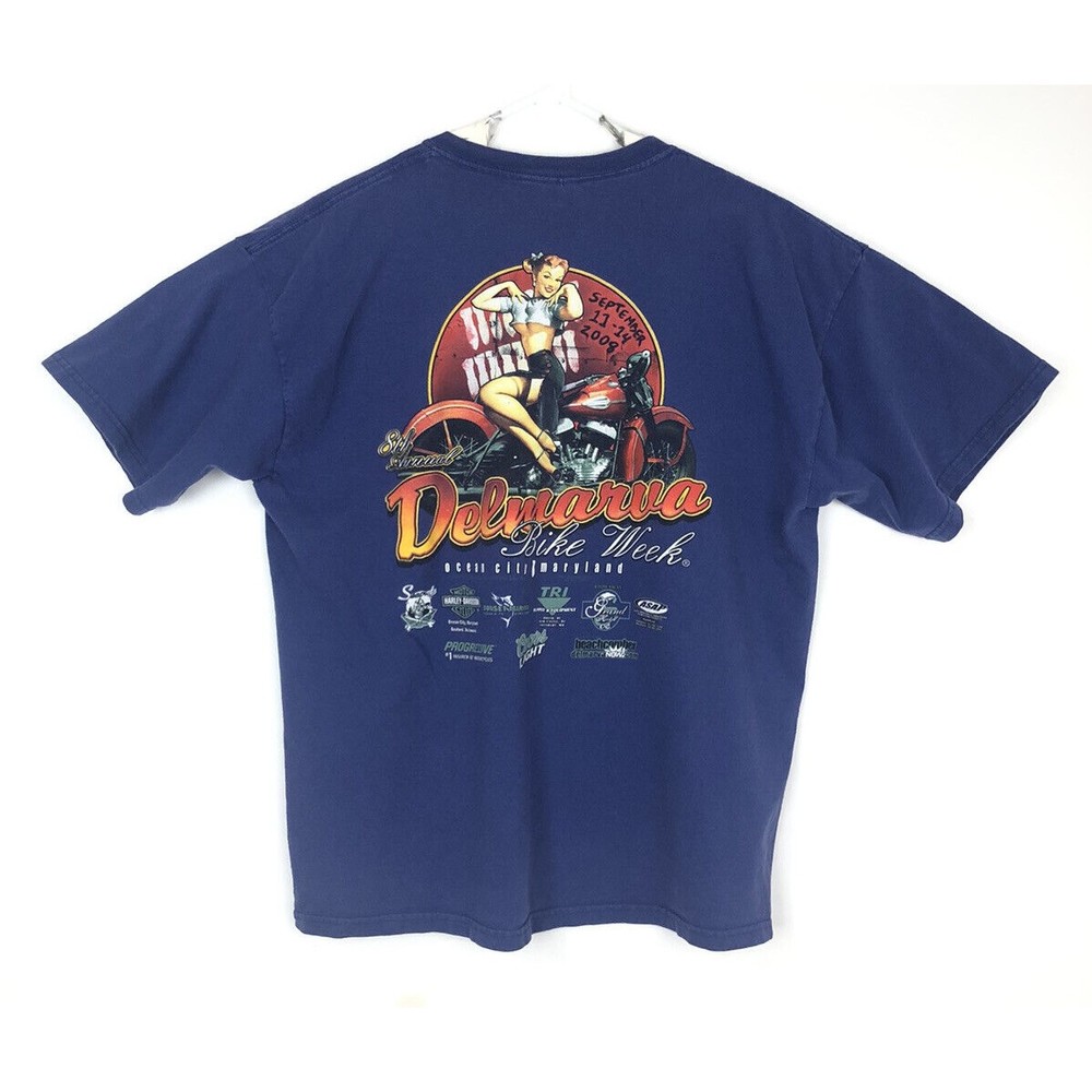 💰Bundle 3/$30 Mens Purple T-Shirt 2008 DELMARVA Bike Week Ocean City Size XL